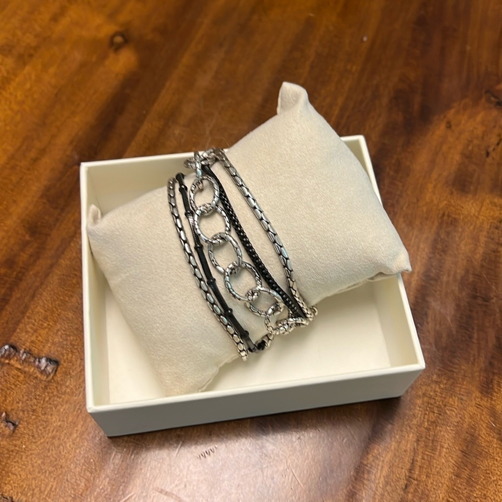 Brighton 5 strand bracelet. Silver toned with black accents.